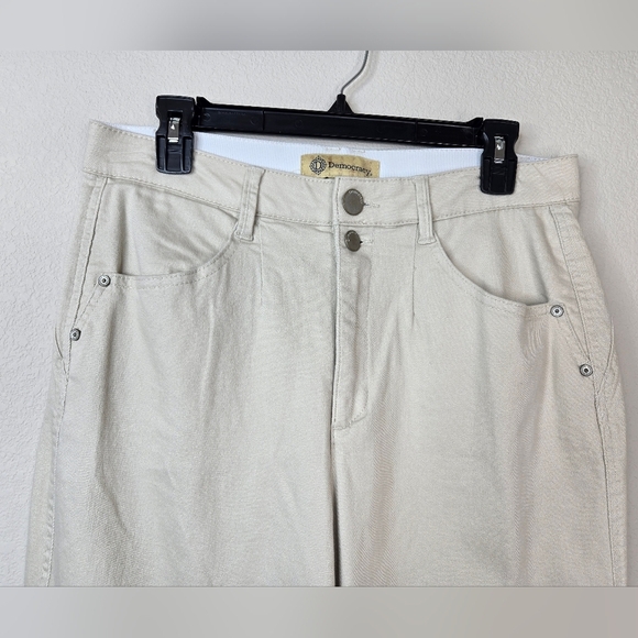 Democracy Ab Technology Womens Barrel Leg Pants Sz 8 Off White Cotton Blend - Picture 2 of 12